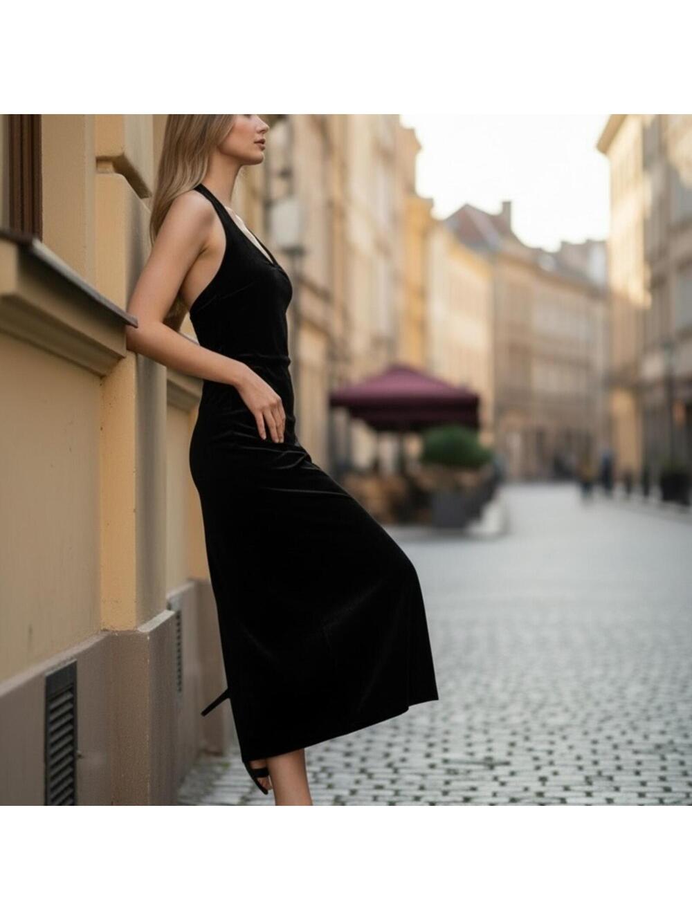 All that Jazz Black Velvet Maxi Dress
